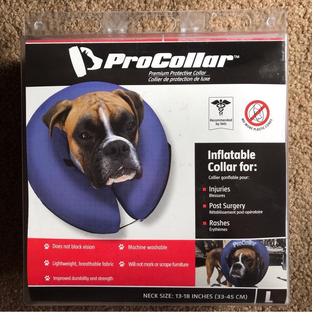 Dog Collar Inflatable Protective Collar size L injuries post-op rashes w…